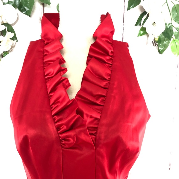 JUST TAYLOR SLEEVELESS SATIN RED DRESS SIZ… - Picture 6 of 8